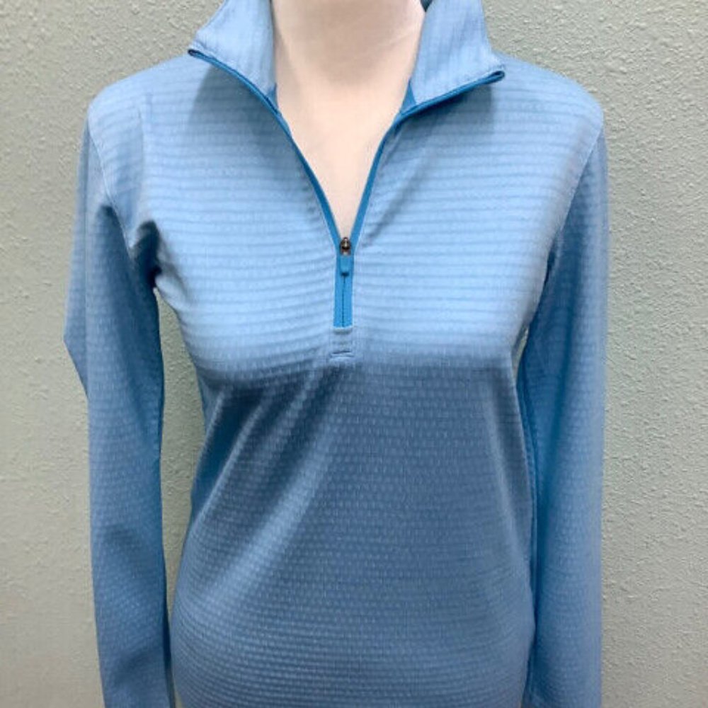 Nike Golf Dri fit Waffle Knit 1/4 Zip Pullover Jacket Size S Blue Thumb Holes 1A